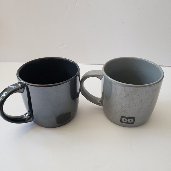 Dunkin Donuts Snowflake Shimmer Iridescent Coffee Mug Set of 2 Gray Gunmetal - Picture 2 of 9
